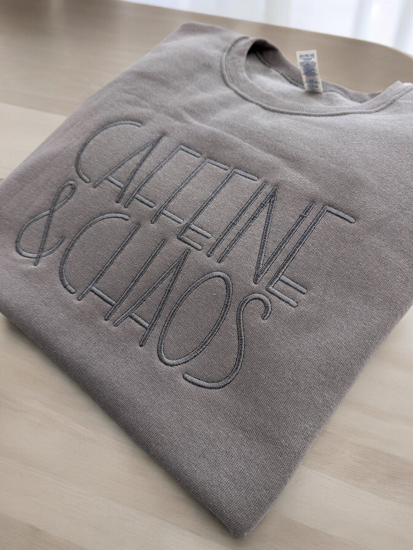 Caffeine & Chaos Crewneck Embroidered Sweatshirt