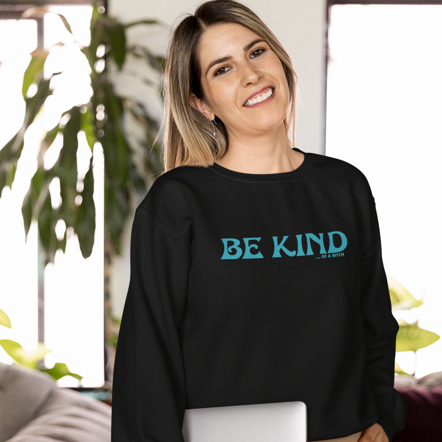 BE KIND...OF A BITCH Embroidered Crewneck Sweatshirt