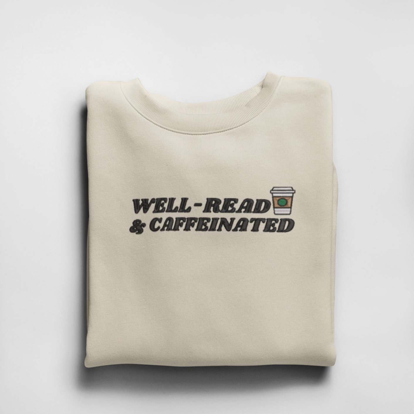 Well-Read & Caffeinated Embroidered Crewneck Sweatshirt